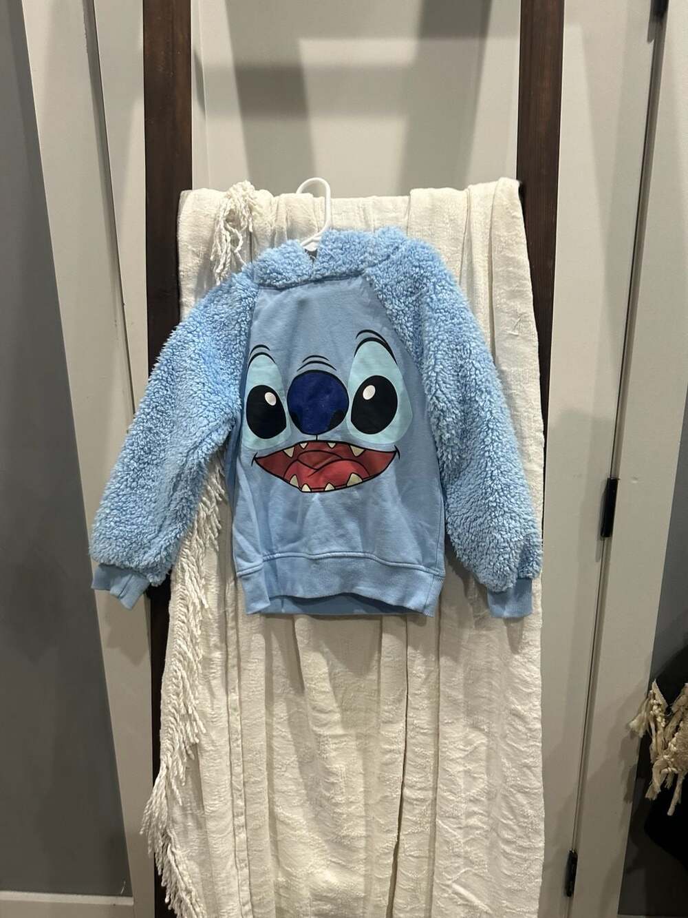 Disney Stitch Sherpa Cosplay Hoodie Size XS 4/5 Blue